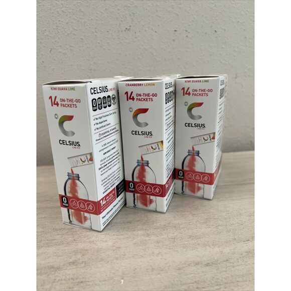 CELSIUS 3 Boxes 14 Packets Ea Box On-the-Go Energy Drink Mix 3 different flavors - Picture 3 of 5